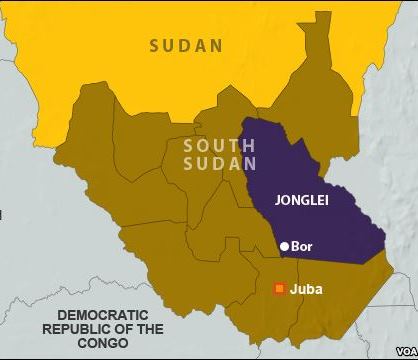 Map of Jonglei State Courtesy - of - www.voanews.com