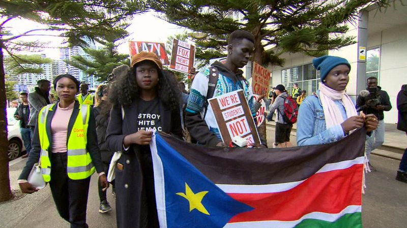 S.Sudanese takes to the streets to decry racism in Melbourne, Australia