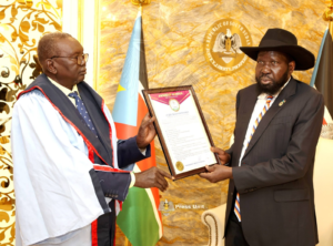 Dr. John Garang University honors President Kiir for infrastructure and peace