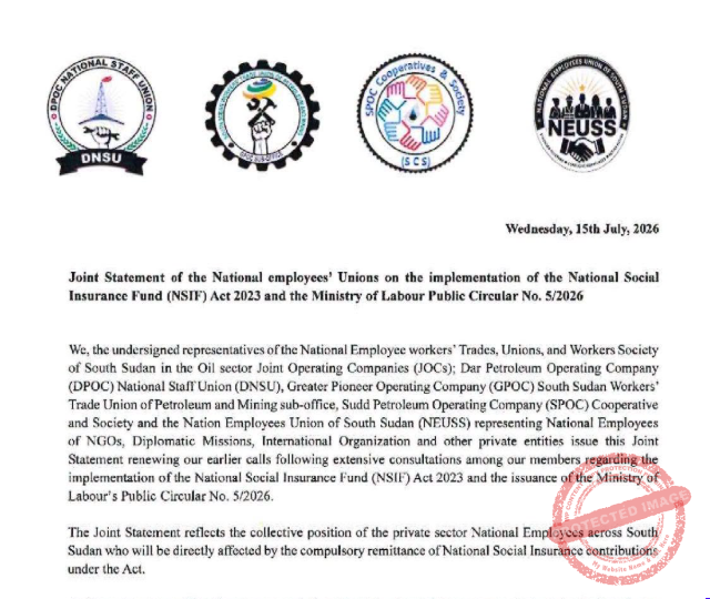 South Sudan workers seek delay of NSIF rollout pending reforms